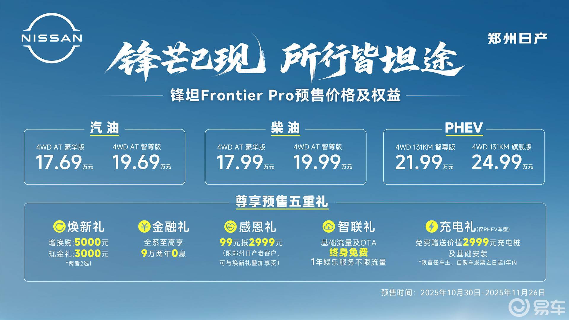 17.69万元起！郑州日产锋坦Pro开启全球预售