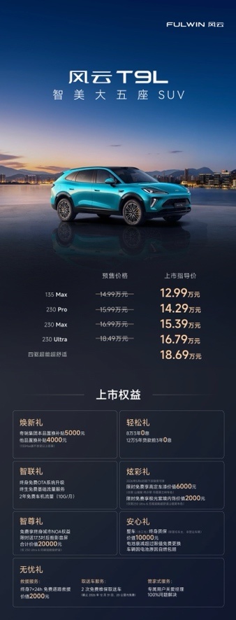 12.99-18.69万元大五座混动SUV风云T9L上市