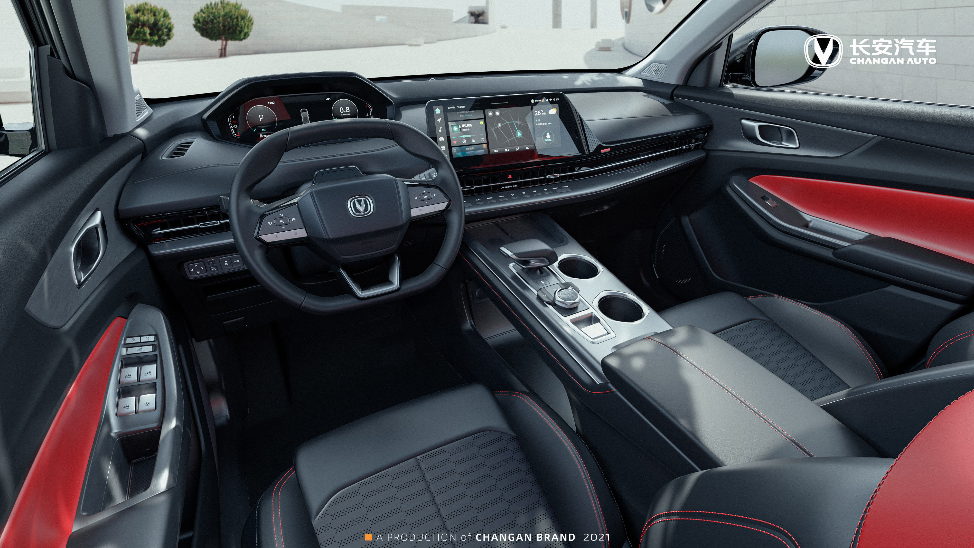 长安cs55plus方向盘格栅大灯