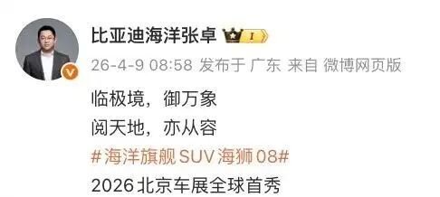 比亚迪旗舰级SUV要来了，海狮08曝光