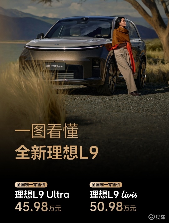 理想L9 Livis售50.98万起 配4颗激光雷达