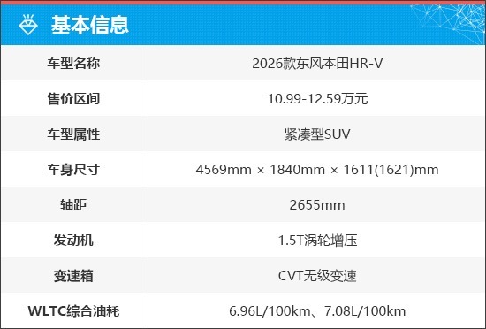 质选车：2026款本田HR-V重塑SUV性价比标杆
