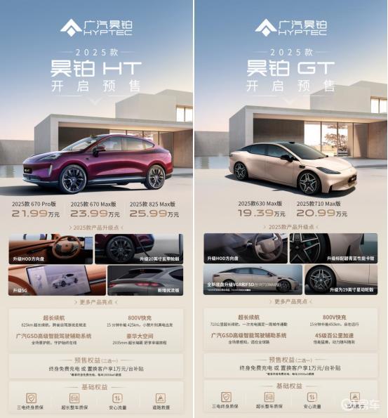 广汽昊铂HT/GT 2025款开启预售，升级带来豪华进阶