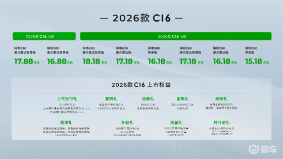 2026款零跑C16上市售价15.18万起！