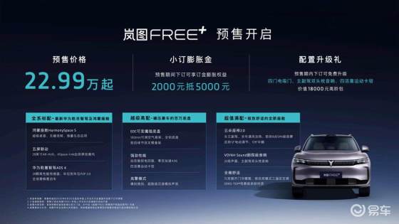 30万级SUV市场变天！岚图FREE+预售22.99万起