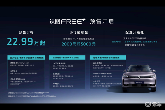 标配最新华为全家桶岚图FREE+正式预售22.99万起