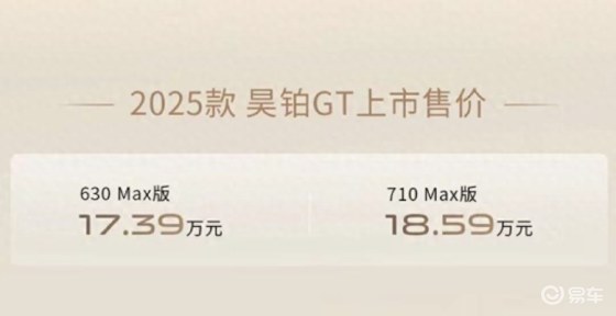 2025款昊铂GT上市17.39万起，标配800V快充+