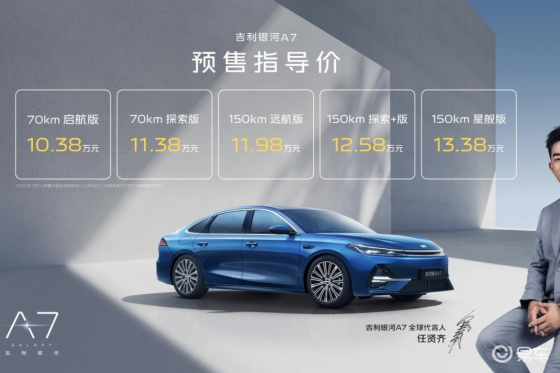 10万级电混家轿最优选！吉利银河A7预售10.38万元起