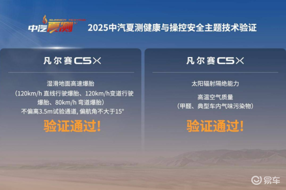 凡尔赛C5 X荣膺中汽夏测健康与操控双安全权威验证证书