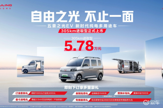 五菱之光EV纯电多用途车 305km进取型5.78万开售
