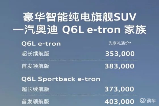 35.3万元起！奥迪Q6L e-tron家族正式预售