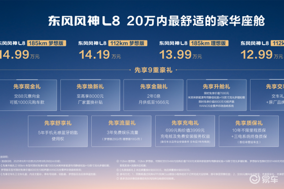 东风风神L8预售价12.99万元起