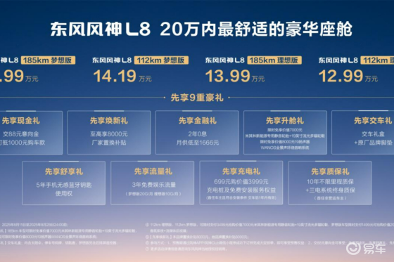 东风风神L8预售12.99万元起