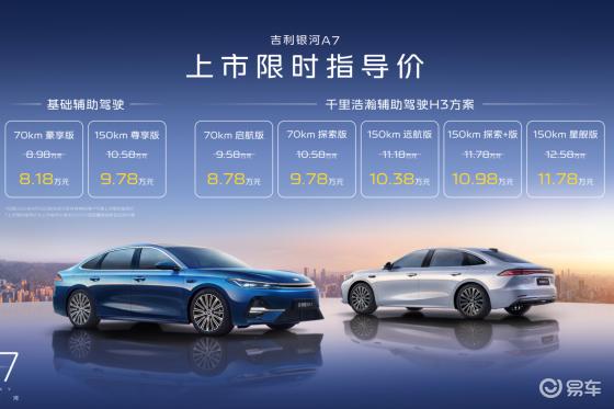 吉利银河A7上市8.18万元起，主流家轿新选择