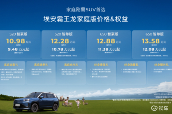 10.98万元起，埃安霸王龙家庭版是家庭刚需首选
