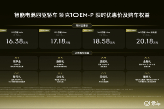 领克10 EM-P正式上市，限时优惠价16.38万元起
