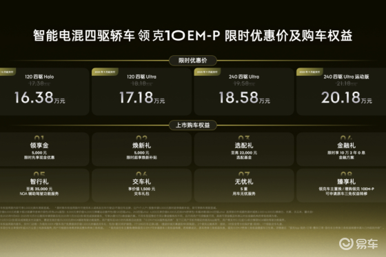 限时享优惠价，智能电混四驱轿车领克10 EM-P正式上市