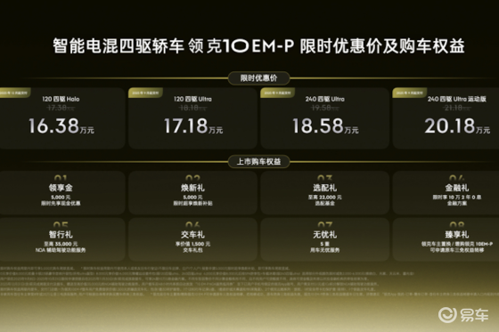 限时优惠价16.38万起，领克10 EM-P正式上市