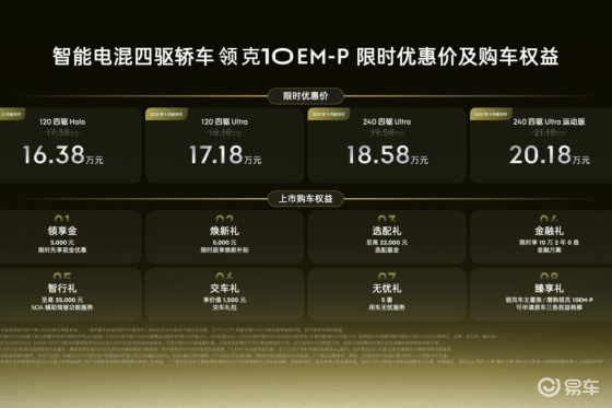 限时优惠价16.38万起，领克10 EM-P正式上市