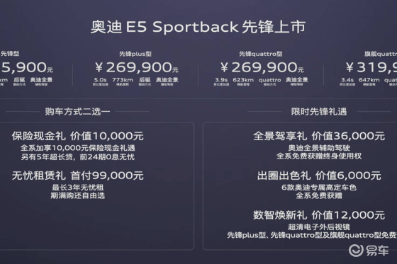 奥迪 E5 Sportback 正式上市