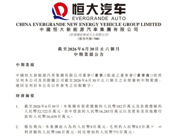 不造车的恒大汽车，半年毛利50万
