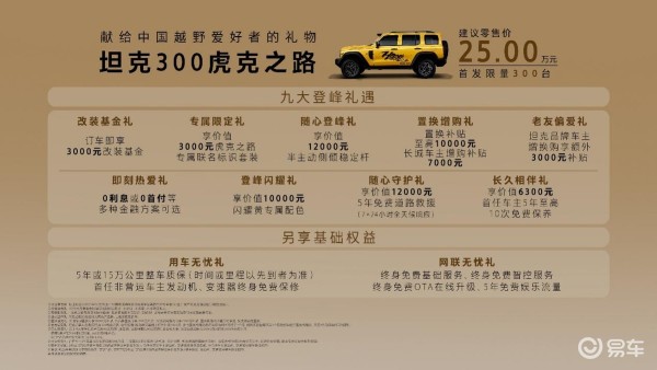 世界级专业越野，坦克300虎克之路正式上市，售价25万