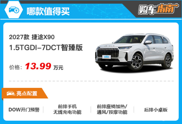 推荐智臻版 2027款捷途X90购车指南