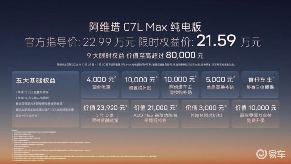 阿维塔07L Max纯电版，华为乾崑896线激光雷达上车