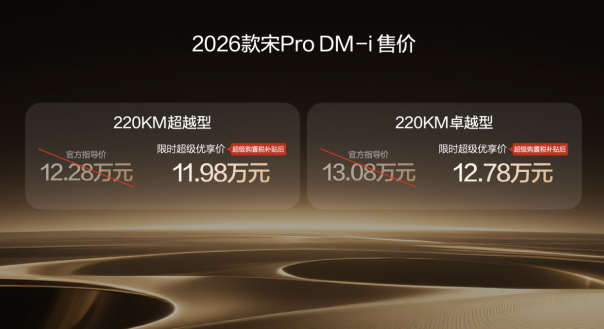 限时11.98万起！2026款宋Pro长续航版上市