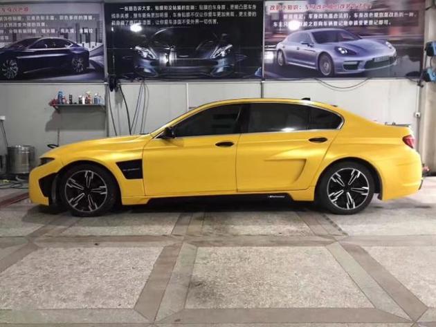 宝马5系电光大黄蜂车身改色贴膜案例