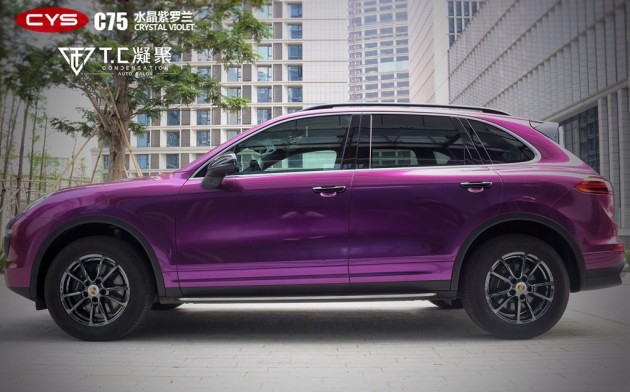 魅力无比 保时捷卡宴改色水晶紫罗兰