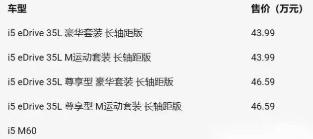43.99万起，宝马i5正式上市