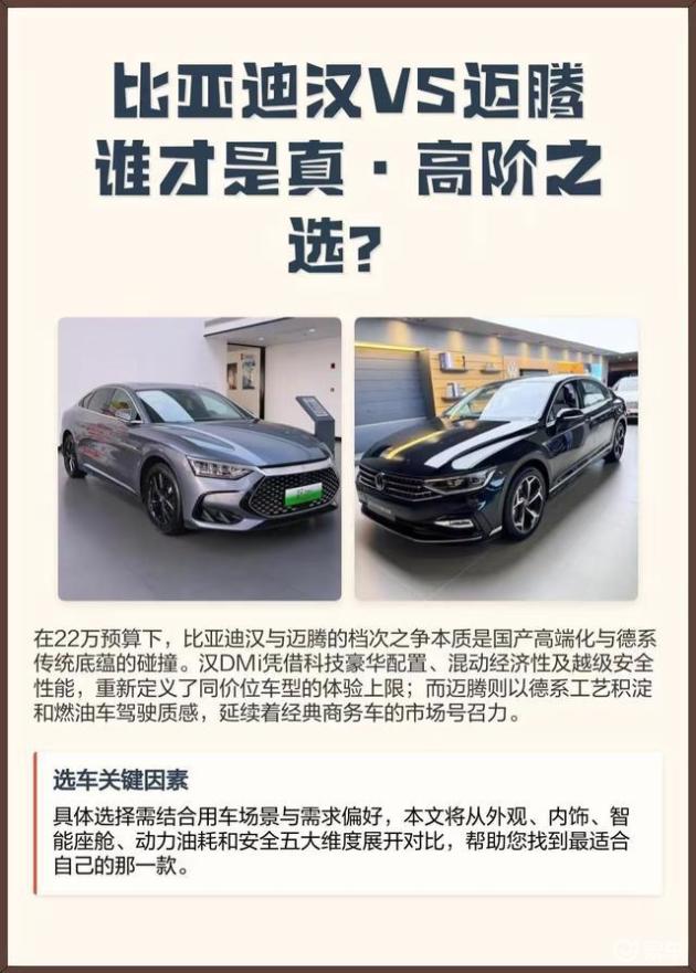 比亚迪汉DM-i vs 大众迈腾：20万级超值选谁