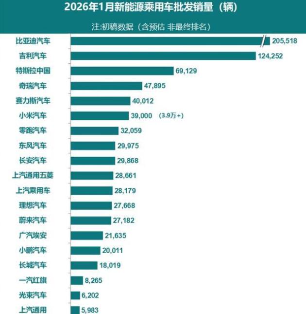 比亚迪蝉联1月新能源乘用车销量冠军