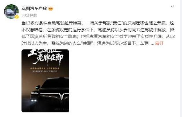 岚图卢放：3月推出中国首部L3级SUV岚图泰山黑武士