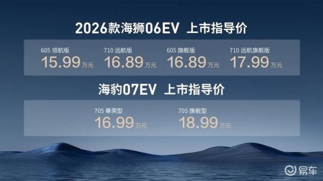 海狮不搞期货，比亚迪2026款海狮06EV、海豹07EV上市，海豹08首秀