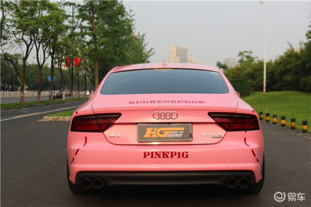 奥迪全车改色贴膜粉猪拉花彩绘膜车身膜长沙汽车贴膜改色