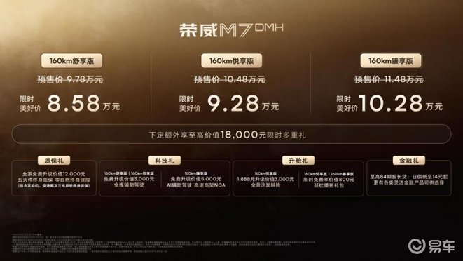 荣威M7 DMH上市，限时美好价8.58万元起