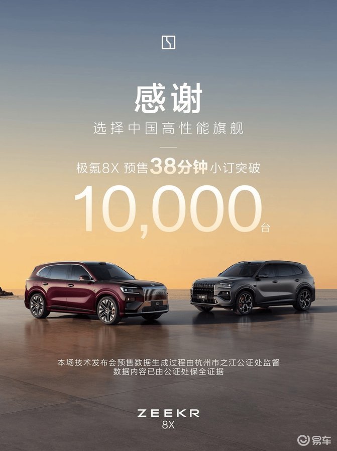 极氪8X预售38分钟订单破万：叫板BBA性能护城河