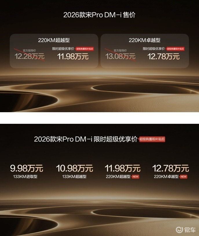 2026 款宋 Pro DM-i 220km 版上市