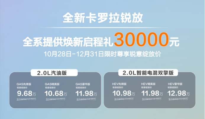 9.68万起!一汽丰田全新卡罗拉锐放焕新登场
