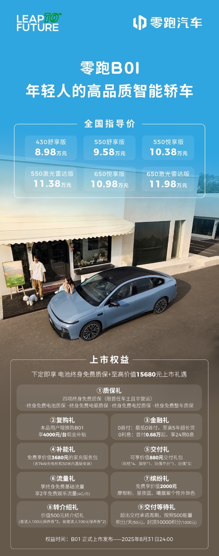 Model 3不香了 零跑B01正式上市：8.98万元起