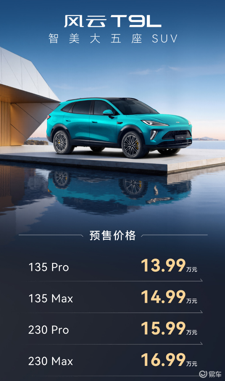 详细阅读:奇瑞风云 T9L 预售 13.99 万元起,掀起价值革命 奇瑞风云 T9L 预售 13.99 万元起,掀起价值革命