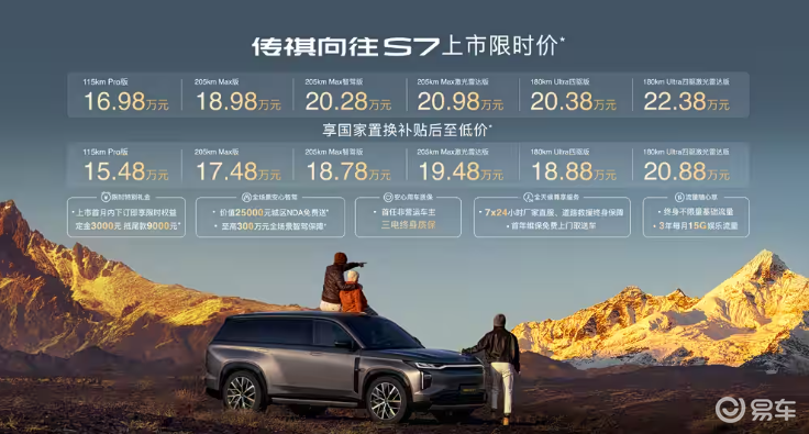 限时售价16.98万起，打智驾牌的传祺向往S7能否突围？