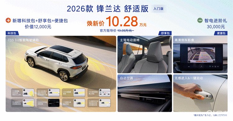 2026款丰田全球车上市！8155+TSS+舒适配置下放