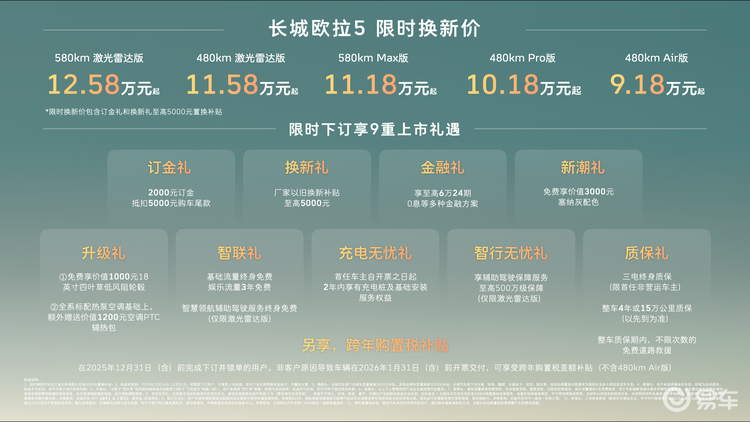长城欧拉5正式上市，限时换新价9.18万元起