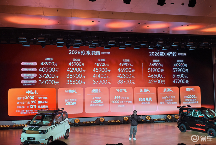 双补后售价3.40万元起，2026款奇瑞冰淇淋正式上市