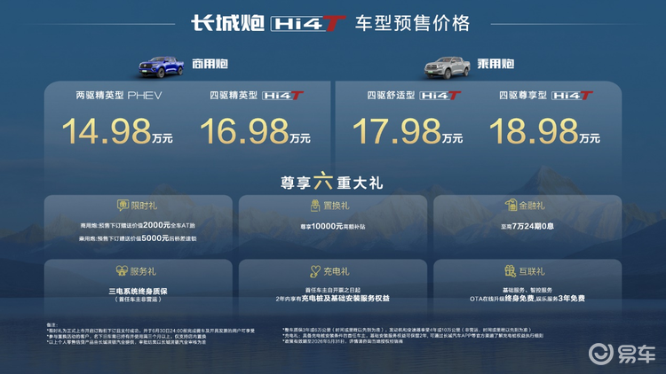 14.98万起！长城炮Hi4-T预售，新能源皮卡天花板