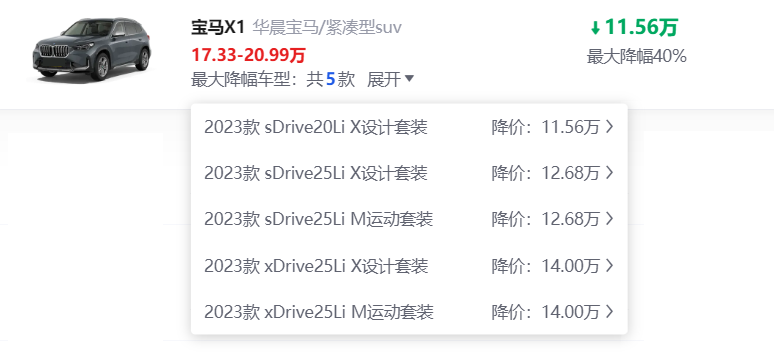 18万级的宝马汽车依旧存在：宝马X1门槛价或可更低