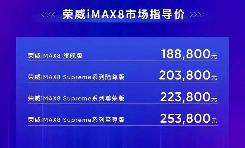 荣威iMAX8正式上市  售价18.88-25.38万